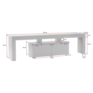 Mobile porta TV Andarna, Credenza da soggiorno, Armadio basso per TV, Base parete attrezzata, 180x31 h50 cm, Pino