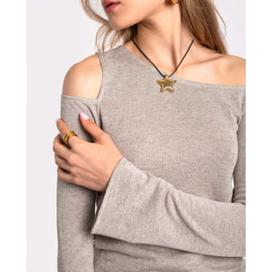 Top de mujer con manga larga y brillo