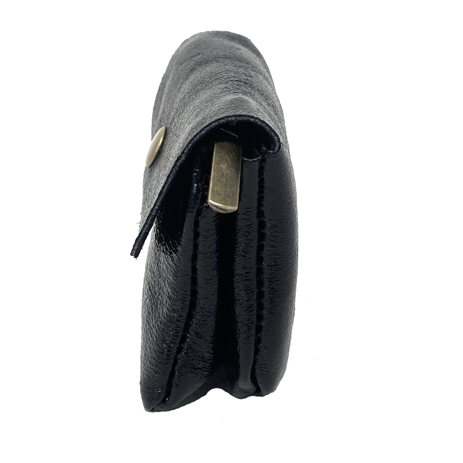 Chicca Borse Portamonete Donna in Pelle Nero Metallico