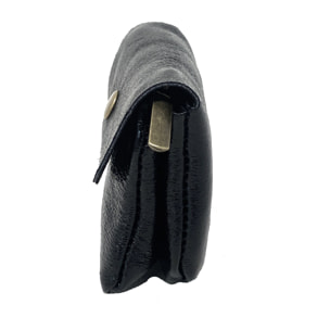 Chicca Borse Portamonete Donna in Pelle Nero Metallico