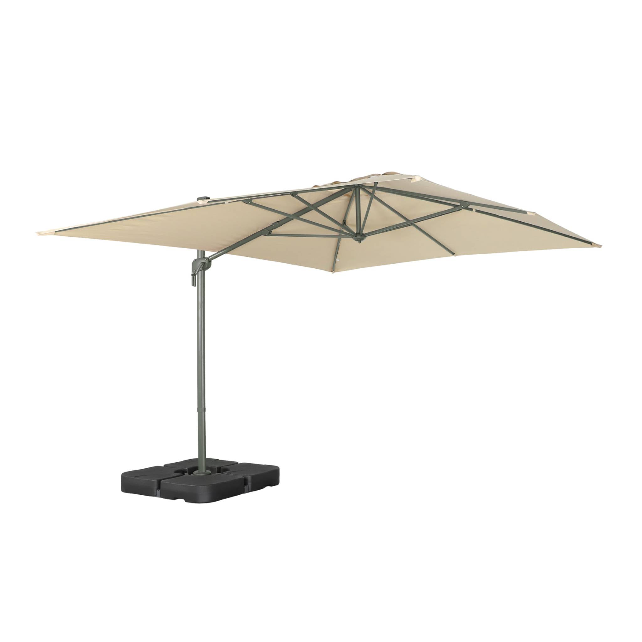 Parasol déporté rectangulaire 3x4m + dalles à lester 50x50cm ANTIBES + DALLES