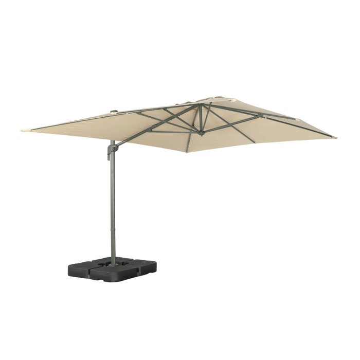 Parasol déporté rectangulaire 3x4m + dalles à lester 50x50cm ANTIBES + DALLES