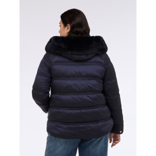 Fiorella Rubino - Piumino con cappuccio peluches - Blu