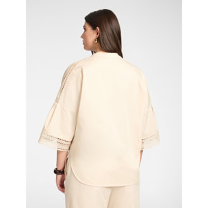 Elena Mirò - Camicia misto cotone con inserti pizzo - Beige