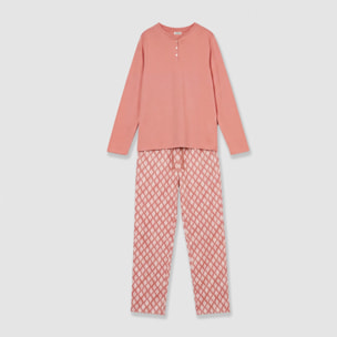 Pijama largo de mujer de algodón zurich rosa