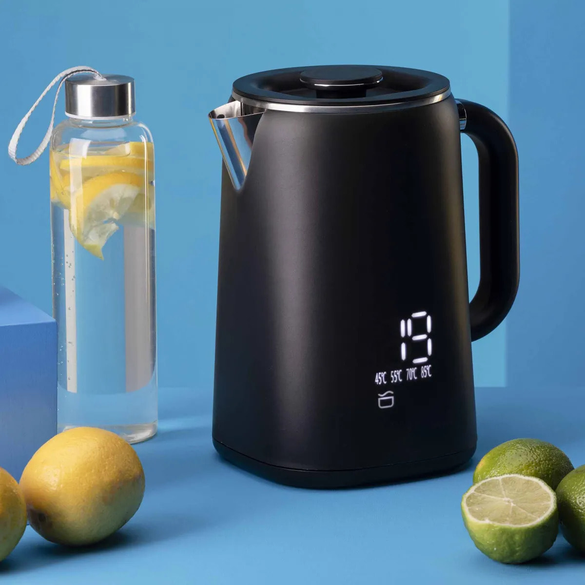 Hervidor de agua eléctrico JATA JEHA1575 de 1,7 litros. 5 niveles de temperatura. Pantalla LED