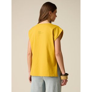 Oltre - Camiseta con bordado de letras - Amarillo