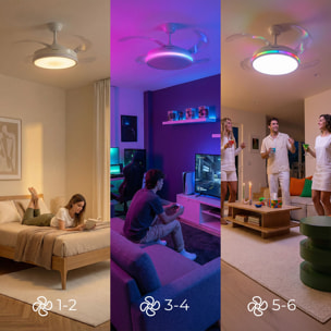 Ventilador de Techo con Luz LED RGB, 4 Aspas Retráctiles y Mando a Distancia InnovaGoods
