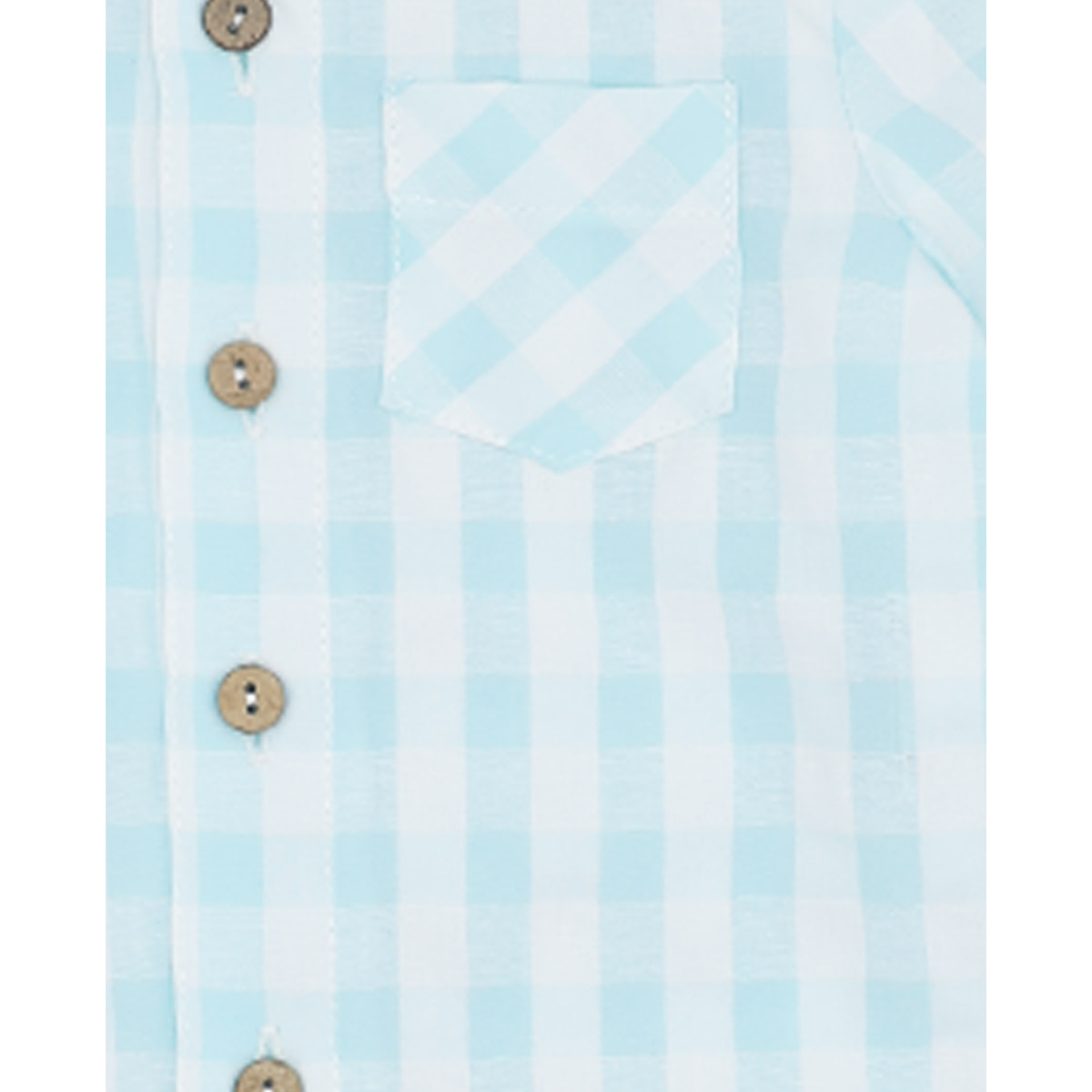 CAMISA VICHY TURQUESA CON BOLSILLO