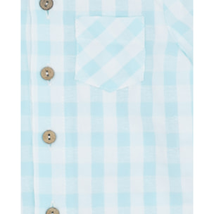 CAMISA VICHY TURQUESA CON BOLSILLO