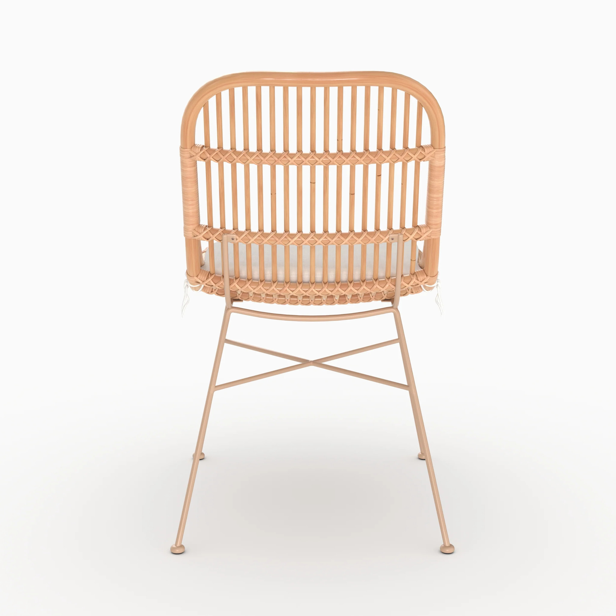 Lot de 2 chaises en rotin beige et pieds en métal beige - Moon