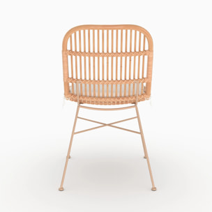 Lot de 2 chaises en rotin beige et pieds en métal beige - Moon