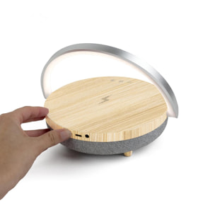 Lámpara LED Inalámbrica Speaker Ligth PRIXTON - Cargador para Móvil - Altavoz Bluetooth - Madera