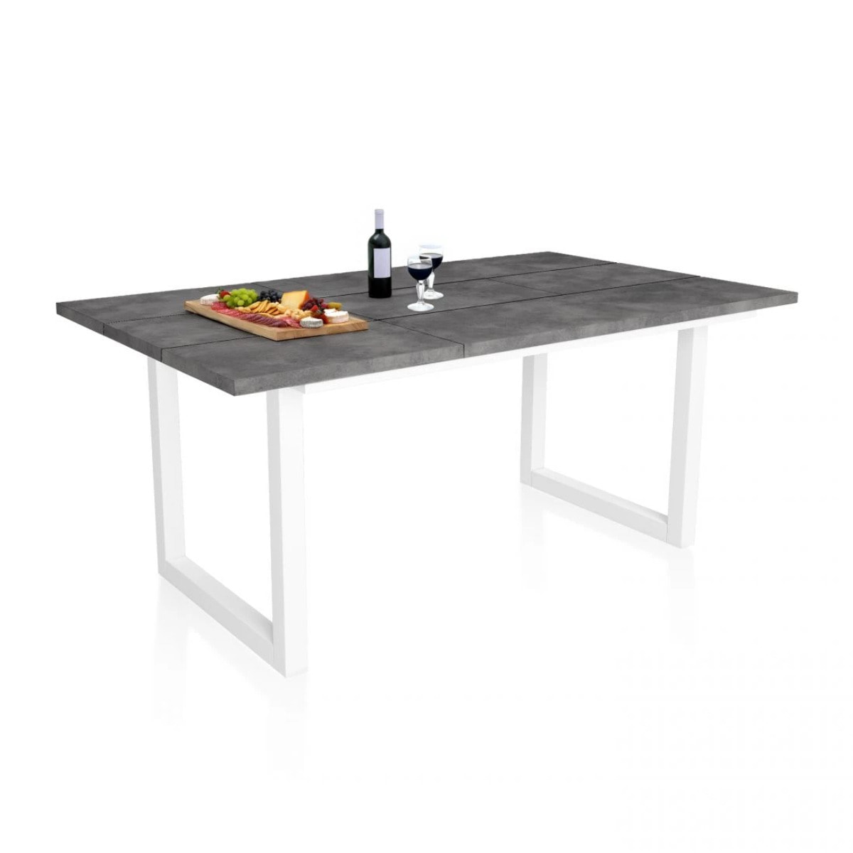 Mesa de comedor de estilo industrial en cementoy blanco 167x90 cm Altea Cemento Blanco