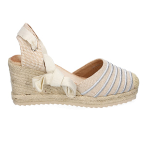 Sandalia de Mujer con Cuña de Yute, Comodas y Elegantes, Diseño Moderno con Cintas