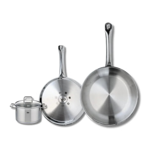 Set de 2 Poêles de cuisson 24 et 28 cm et 1 faitout 12 cm Elo Profi Citrin