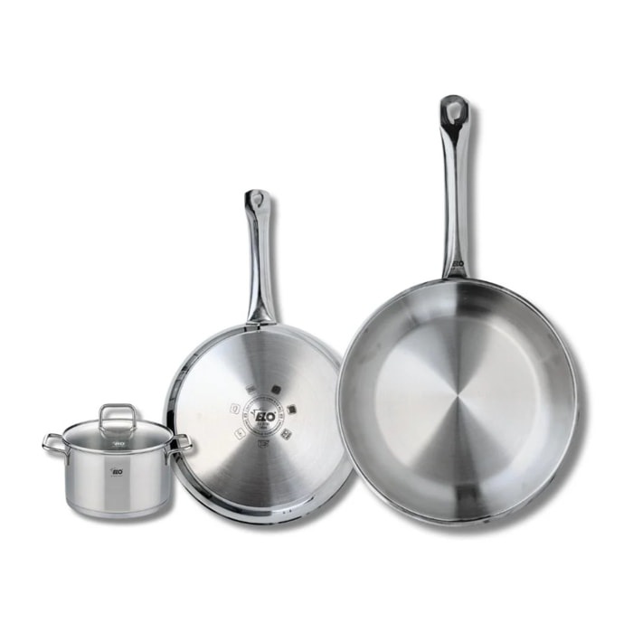 Set de 2 Poêles de cuisson 24 et 28 cm et 1 faitout 12 cm Elo Profi Citrin