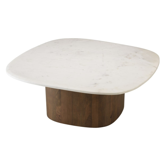 JAMES - Table basse 80x75cm plateau marbre blanc de Banswara