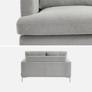 Canapé 2 places en tissu gris clair L 143 x P 90 x H 89cm - Hans