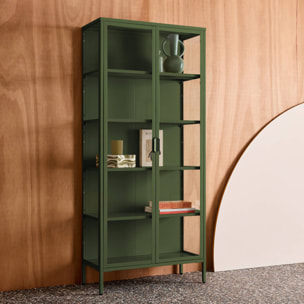 Buffet, vaisselier acier et verre trempé 2 portes 180cm ARKANSAS