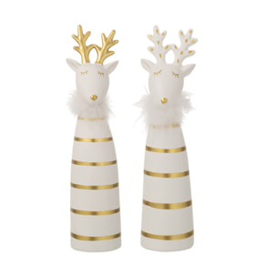 J-Line décoration Elan Lignes - céramique - or/blanc - large - 2 pcs