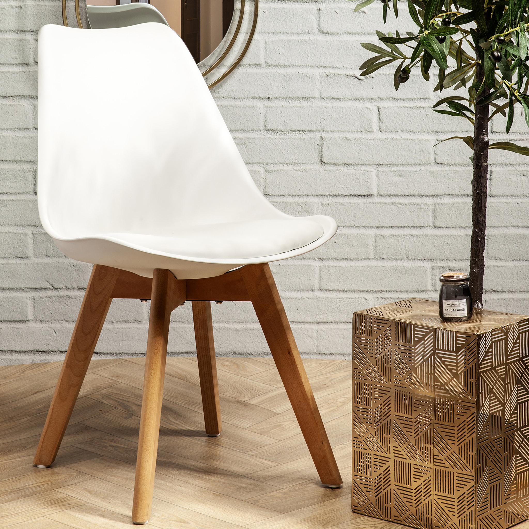 Chaise Scandinave Coque Rembourree Blanc - Lot De 4