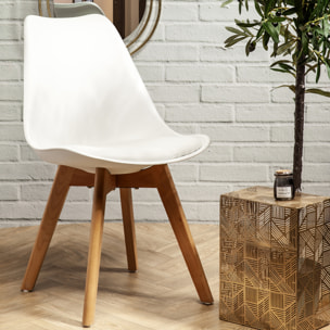 Chaise Scandinave Coque Rembourree Blanc - Lot De 4