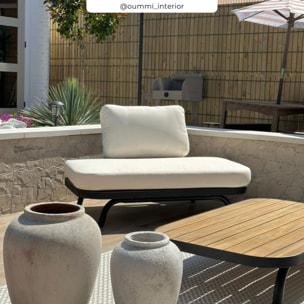 Salon de jardin blanc cassé avec canapé, fauteuil et table basse - Samba