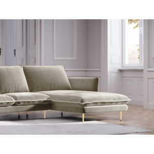 Canapé d'angle droit "Vienna" 5 places en velours beige