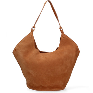 Borsa a spalla da donna - Modello Lisboa - Pelle Scamosciata - 27.0 x 38.0 x 21.5 cm