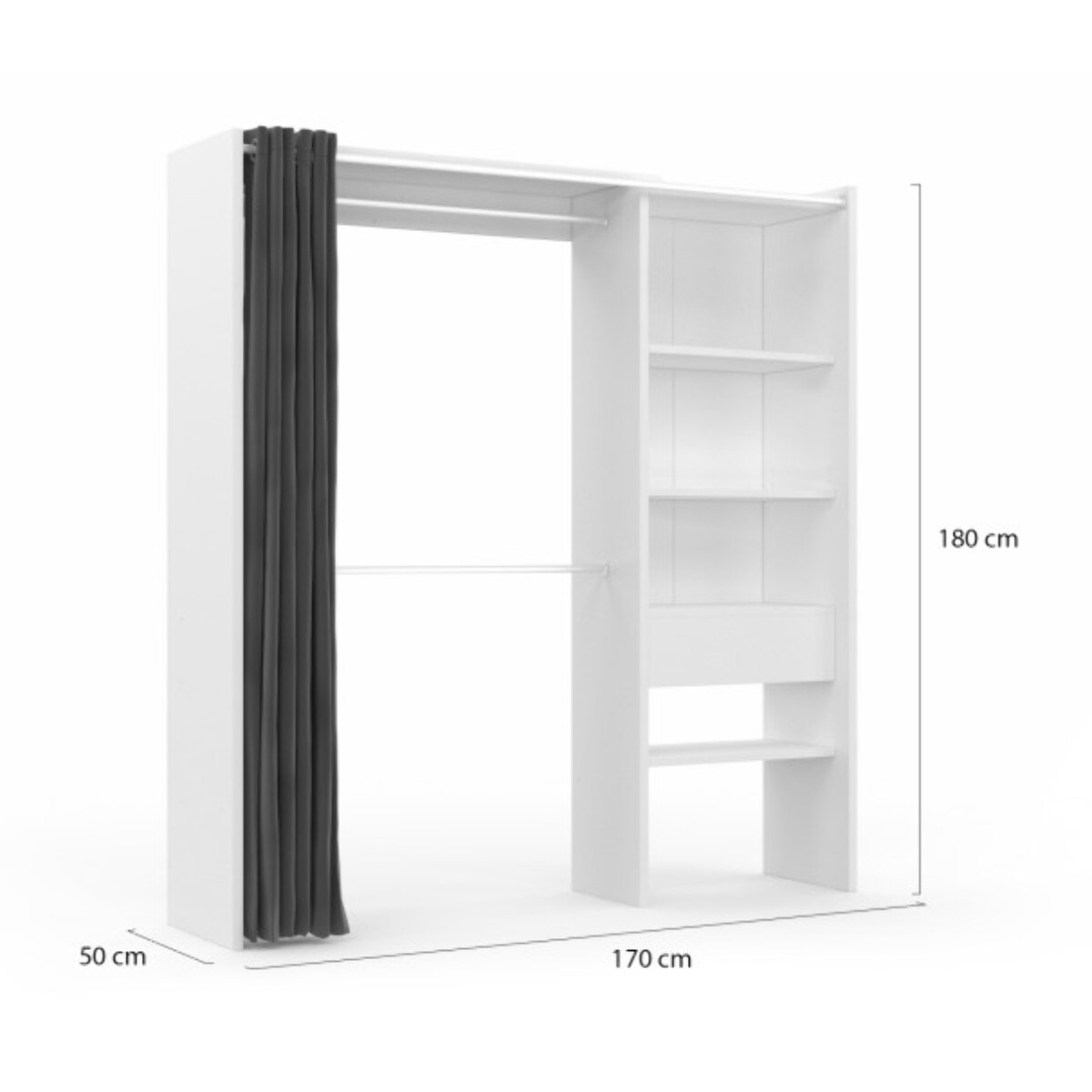 Dressing Aline extensible 120-170cm blanc