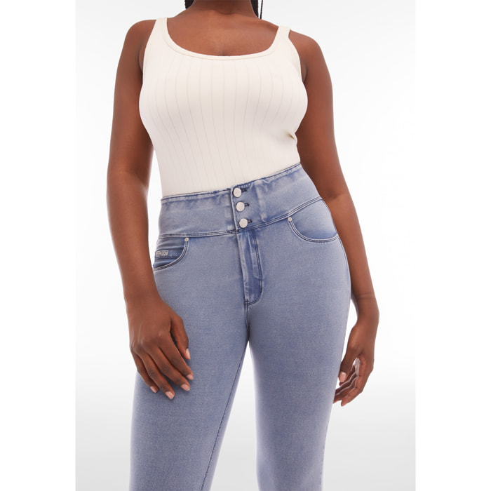 Pantaloni N.O.W.® skinny a vita alta in jersey denim