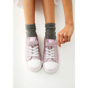 Zapatillas Bajas de Niña con Glitter Rosa