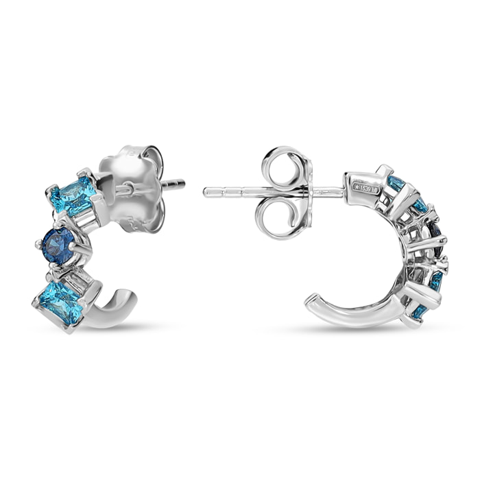 Orecchini a Lobo in Argento 925 con Cubic Zirconia Blu