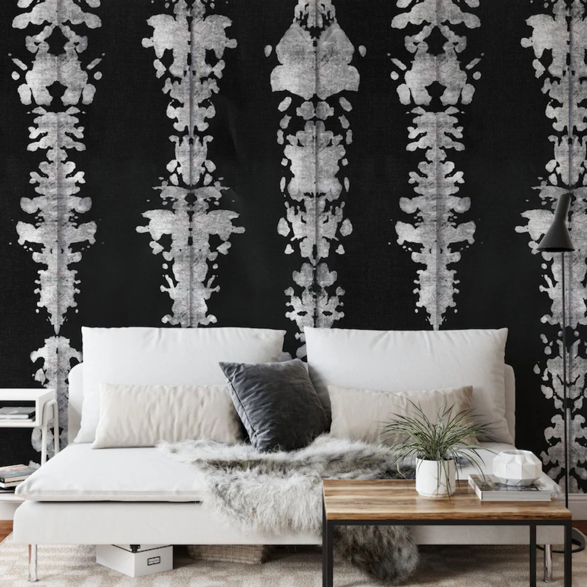 Carta da Parati Monocromatica Macchie Acquerello