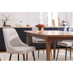 Chaises design en tissu effet velours texturé gris clair et métal noir (lot de 2) CULT