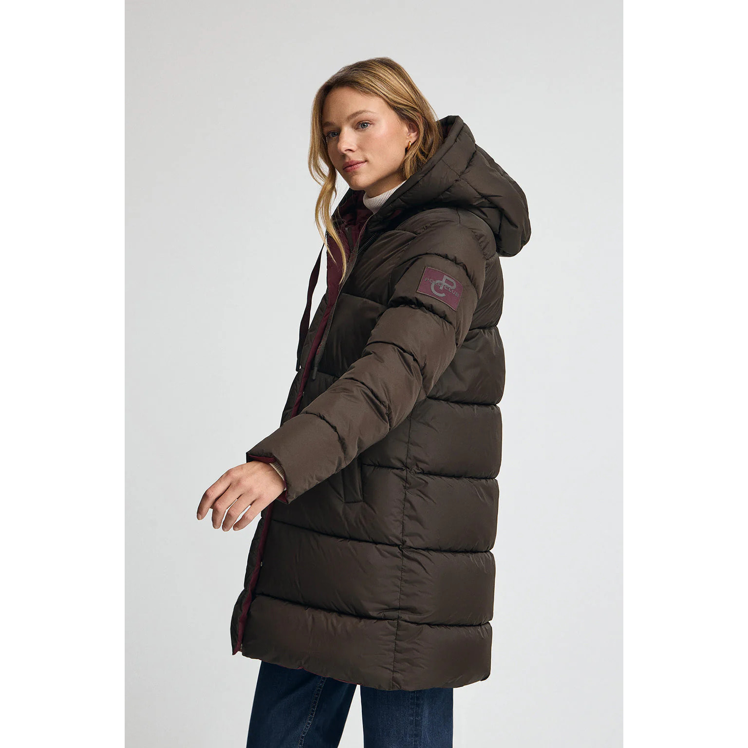 Chaqueta Gaia Reversible color chocolate con logo Polo Club