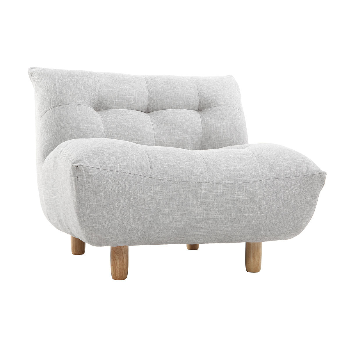 Fauteuil scandinave en tissu gris clair et bois clair YUMI