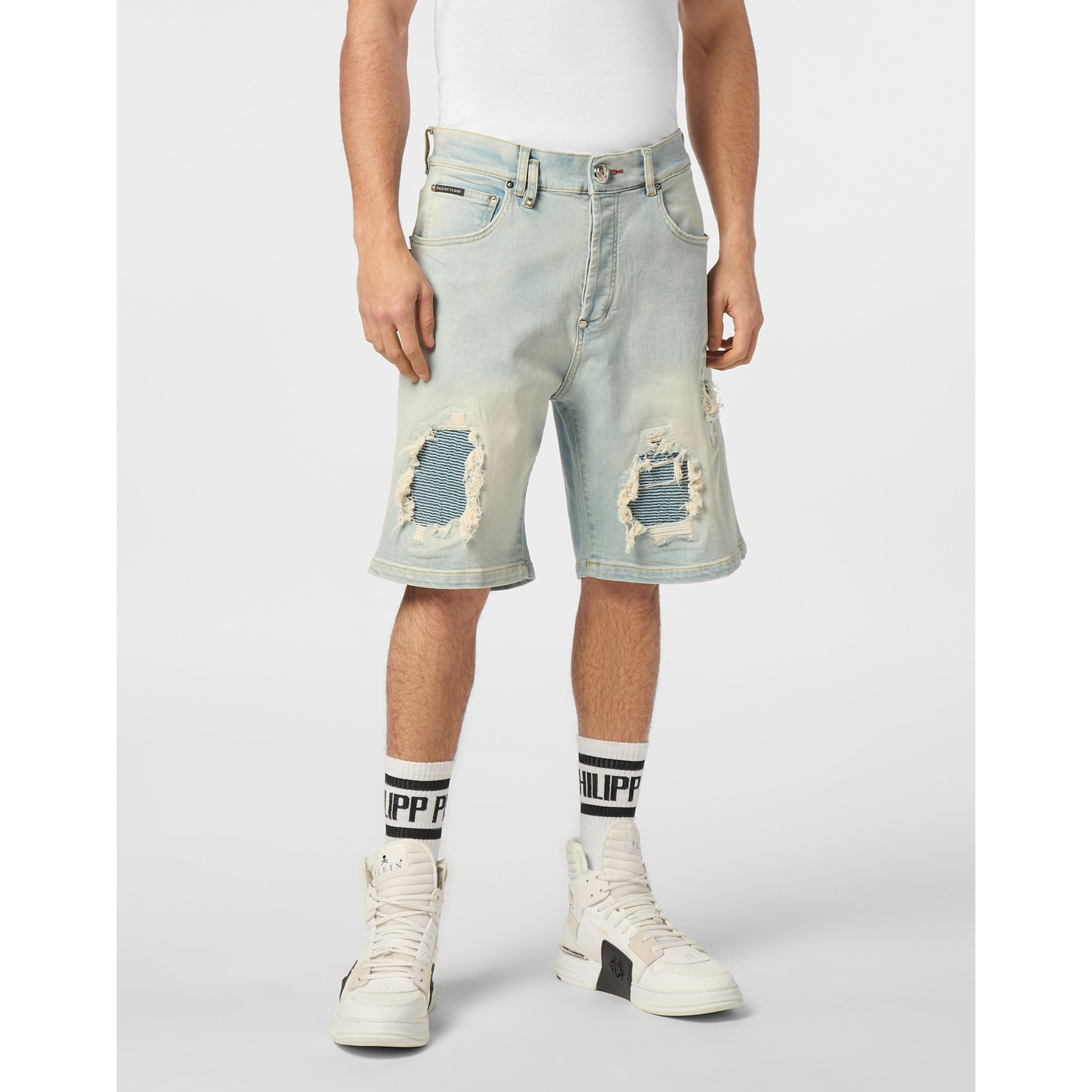 PHILIPP PLEIN DENIM SHORTS