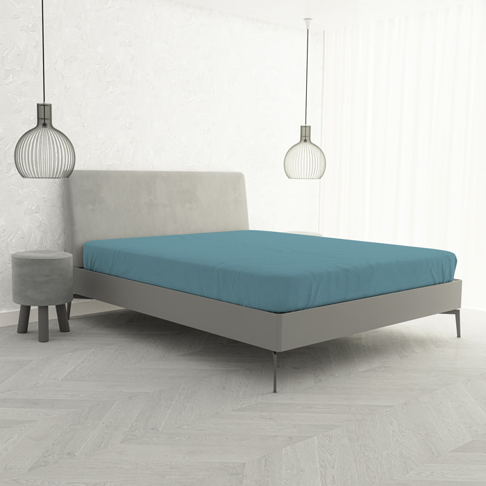 LENZUOLO SOTTO CON ANGOLI MAX COLOR, 100% COTONE MADE IN ITALY - MATRIMONIALE MAXI