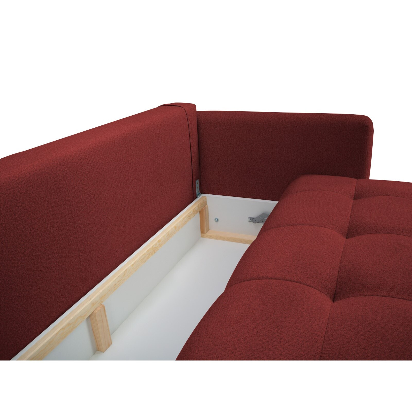 Canapé convertible avec coffre de rangement "Madrid" 3 places en tissu structurel rouge