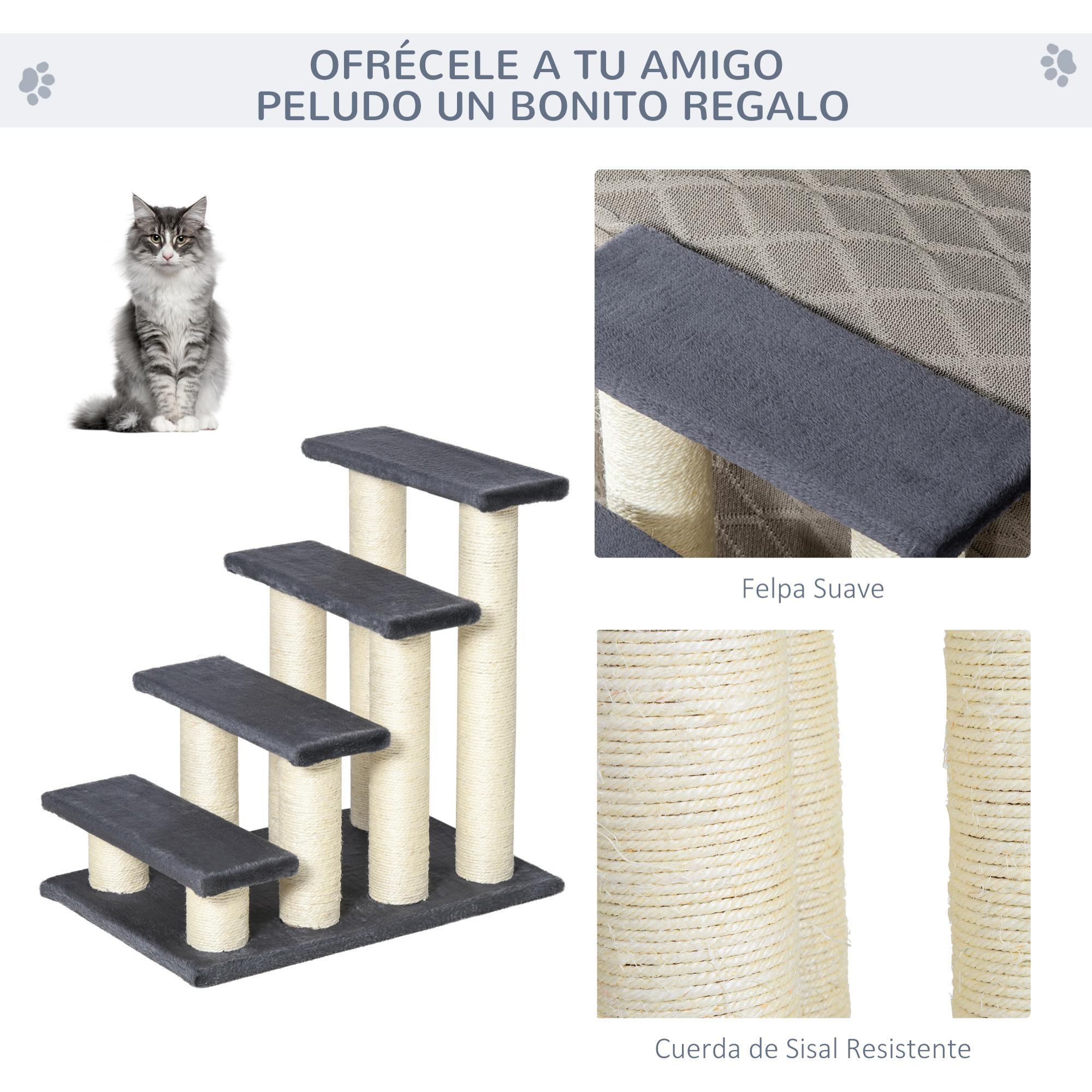 Escalera para Mascotas Cubierta de Peluche 60x42x61cm Gris