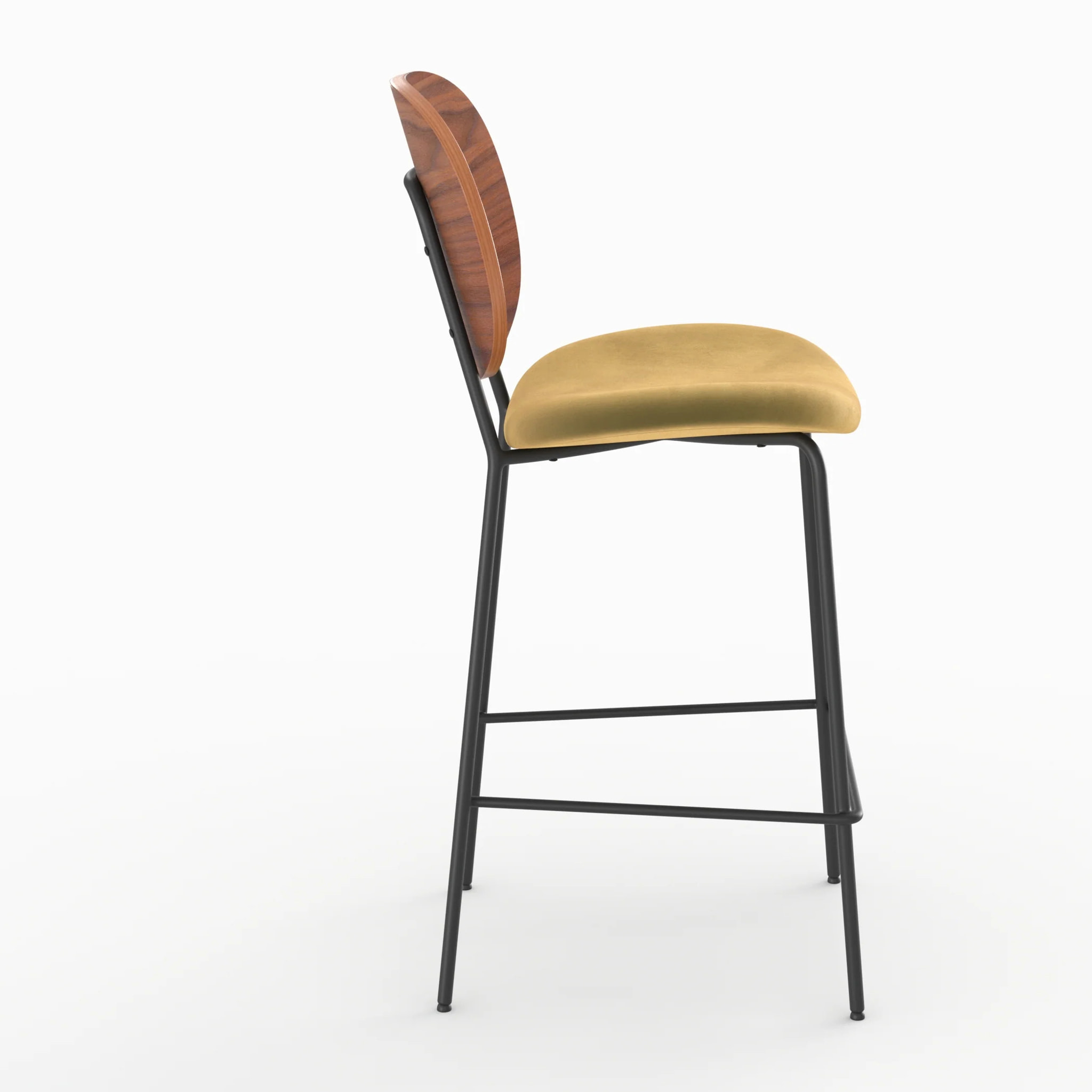 Lot de 2 chaises pour îlot central 65,5 cm en velours jaune - Simone