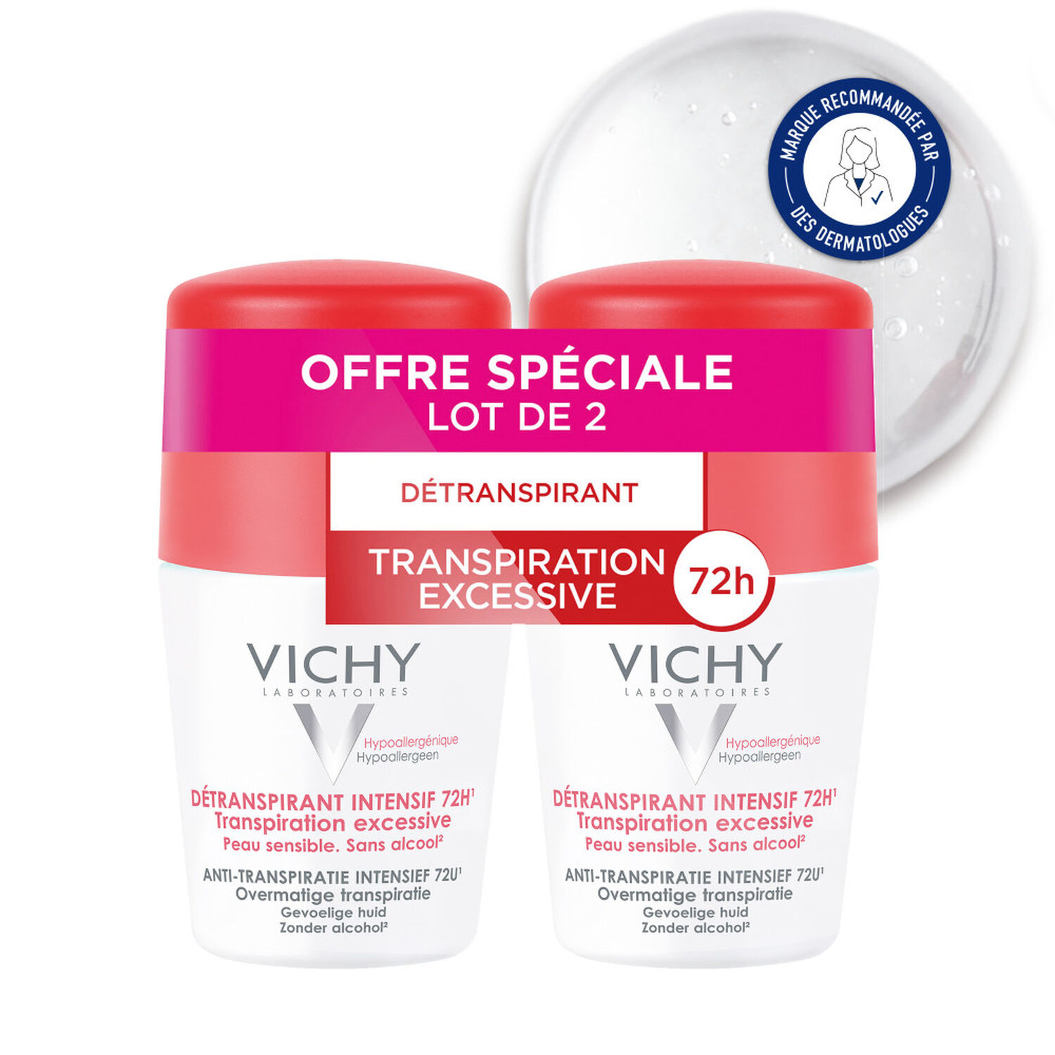 Détranspirant Intensif 72H - Roll-On 2x50 ml