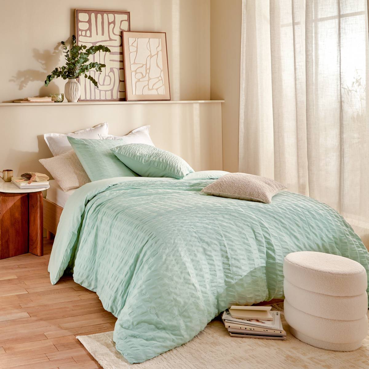 Parure de lit Irhia 240x220cm vert céladon