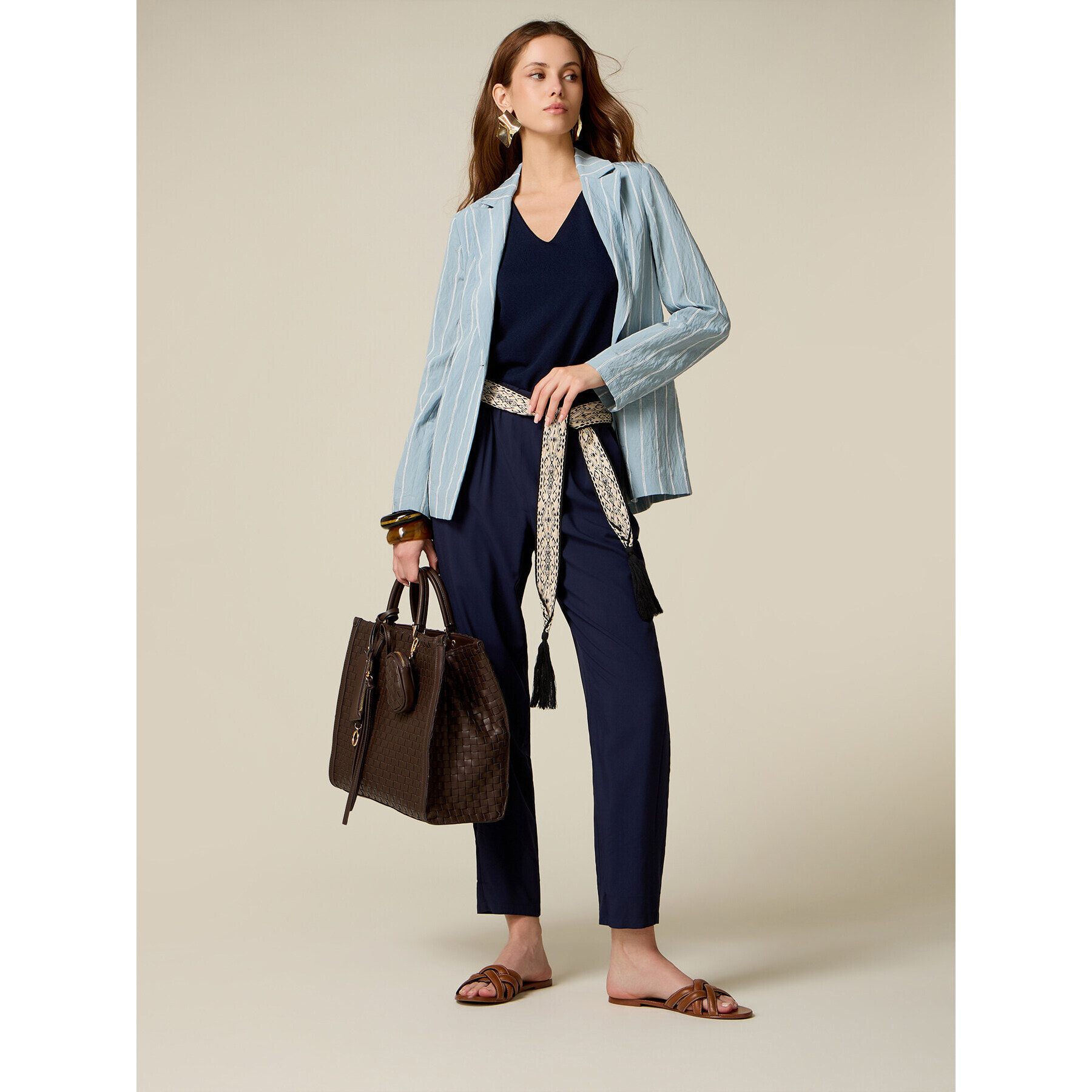Oltre - Pantalones joggers de viscosa - Azul