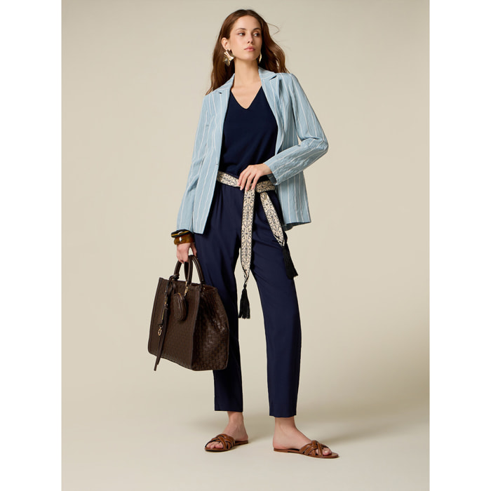 Oltre - Pantalones joggers de viscosa - Azul