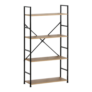 Etagère 4 rangements 112 cm bois et noir MALIKA