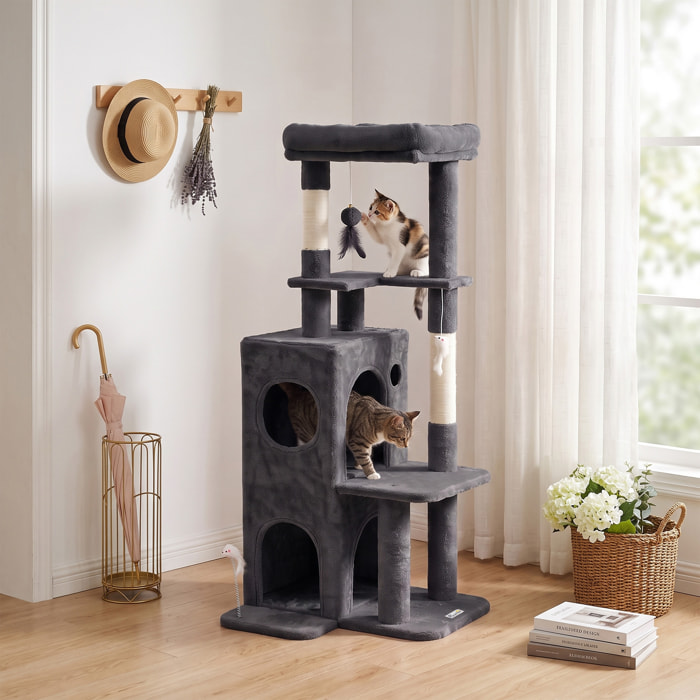Arbre à chat 4 niv. H.132 cm multi-équipé anthracite