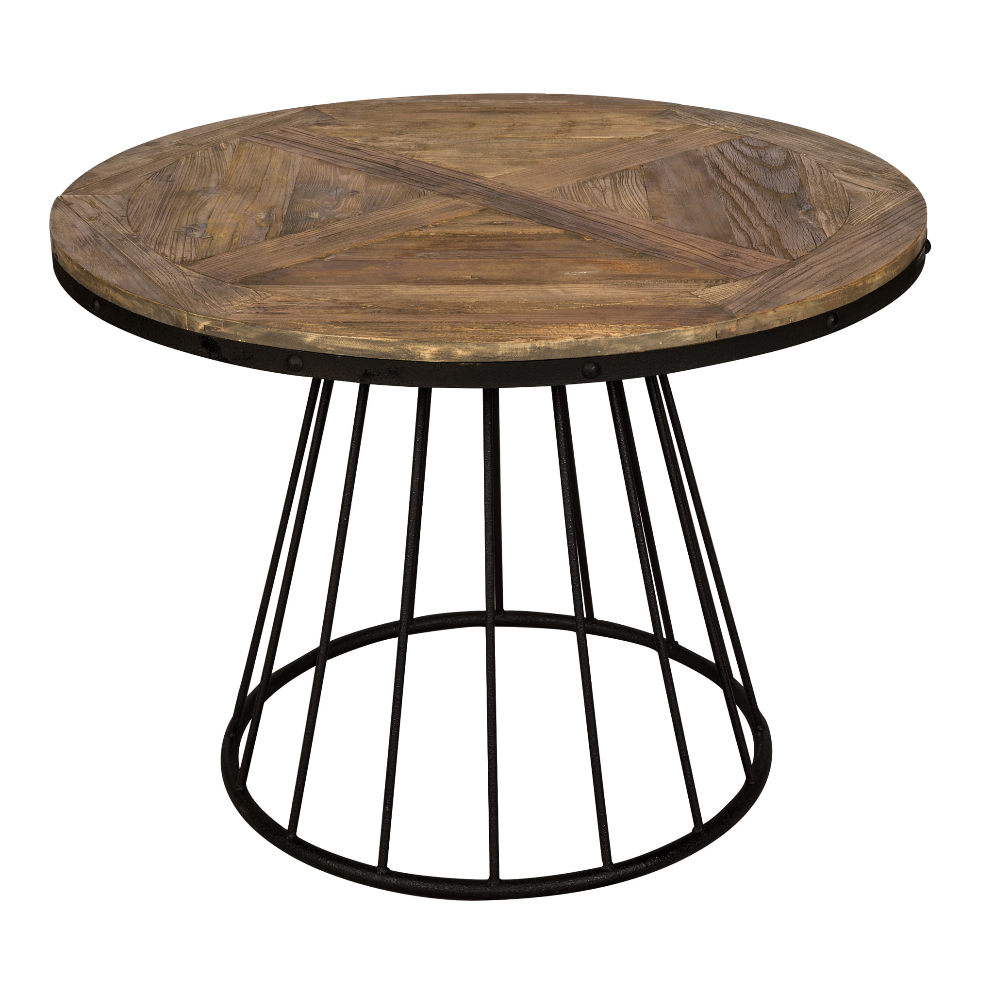 Table ronde 5 personnes en bois de cèdre et pied en métal D110 cm - Pralus